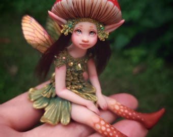 セリア・アン・ハリス作　小さな森のキノコの妖精　一点物 - 受注生産