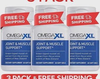 3 Pack Omega XL 60 Capsules-Green Lipped Mussel Omega-3 Joint Relief Supplement