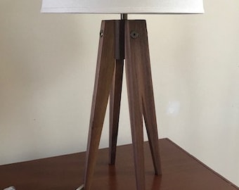 New! Quad Table Lamp Tripod Slim - Walnut