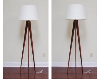 Special! - (2) Floor Lamps Tripod Slim - Walnut