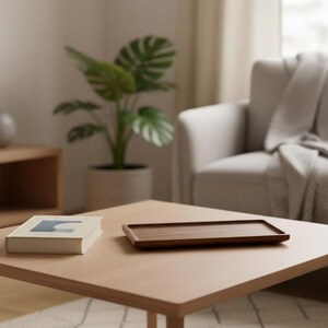 Wood Serving Tray Minimalist Wooden Tray Rectangular Coffee Tray Small Wood Plate Kitchen Decor Aesthetic Serving Board