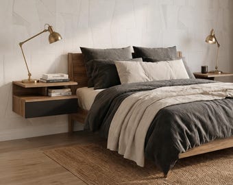 Juego de 2 mesitas de noche flotantes: Mesitas de noche modernas para montar en la pared, almacenamiento para dormitorio de estilo escandinavo, mesitas de noche minimalistas de madera.
