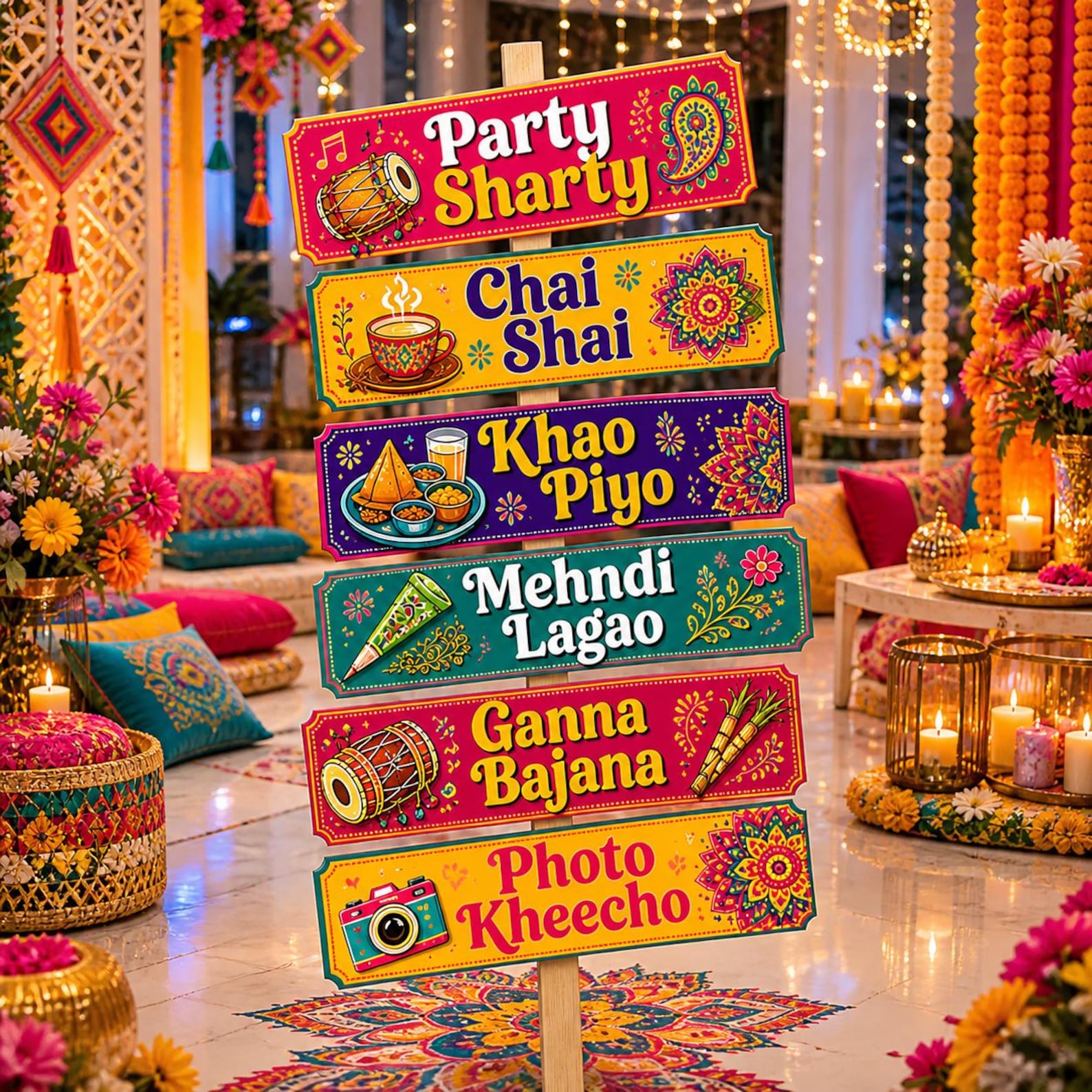 Colorful Mehndi Arrow Signs (digital Download)| Funny Desi Wedding ...