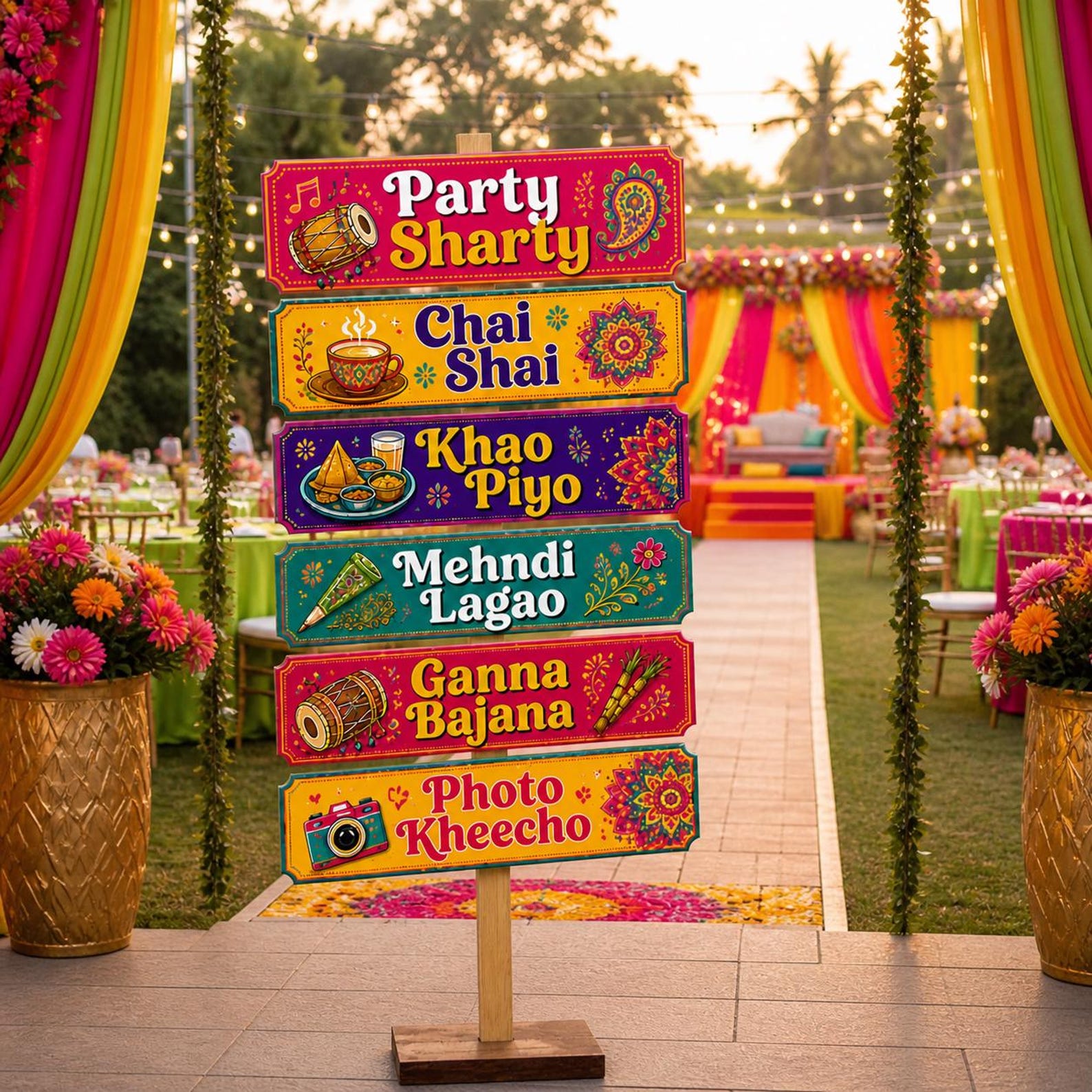 Colorful Mehndi Arrow Signs (digital Download)| Funny Desi Wedding ...