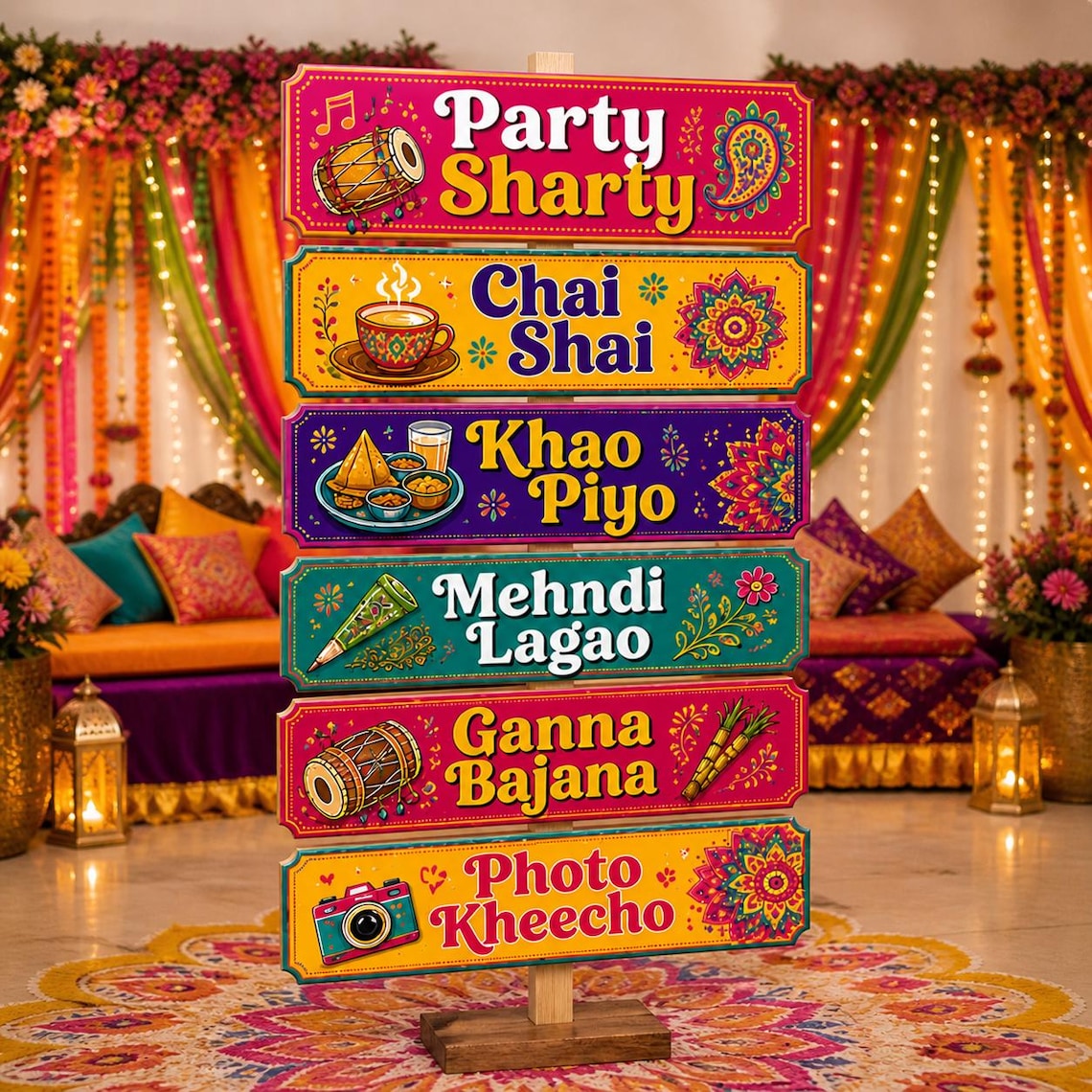 Colorful Mehndi Arrow Signs (digital Download)| Funny Desi Wedding ...