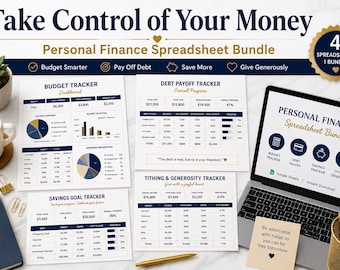 Personal Finance Spreadsheet Bundle – Budget, Debt, Savings, Investing (Google Sheets, Excel)