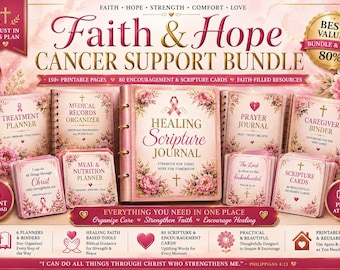 Faith & Hope Cancer Support Bundle | Christian Planner, Prayer Journal, Caregiver Binder (Digital Download)