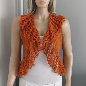 Sunflower, Ruffled Bolero, Shawl Neck Shrug, Lacy Shrug, Crochet SHRUG, Sleeveless Sweater, Layered Neck Vest, Flowy Edging, Crochet Sweater