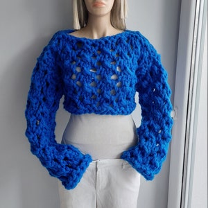 Funny, THICK KNIT Sweater, Thick Lacy Bolero, Lacy Knit Shrug, Hand Knit SHRUG, 12 inches High, Long Sleeved Shrug, Thick Wooly Airy, Gift