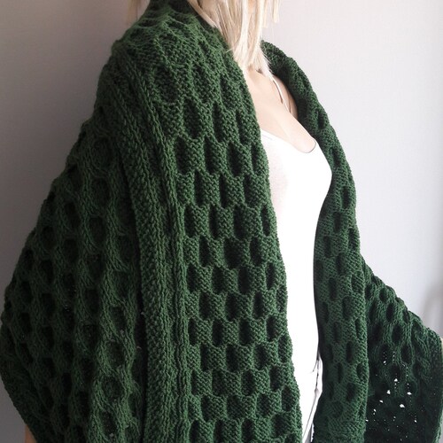 LA LUNA, Hand Knit Shawl, WOOLY Blanket Wrap, Cable Knit Scarf, shops Wedding Stole, Bridal Cover up, Rectangular, Puffy, Gift for Her, Bridesmaid