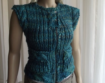 Softy ADULTS 2, Cable Knit Vest, Cable Knit Edging, Hand Knit Vest, Hand Knit Sweater, Cable Knit Sweater, Sleeveless Vest, Hand Knit Blouse