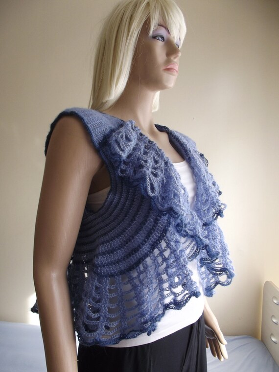 Sunflower, Ruffled Bolero, Shawl Neck Shrug, Lacy Shrug, Crochet
