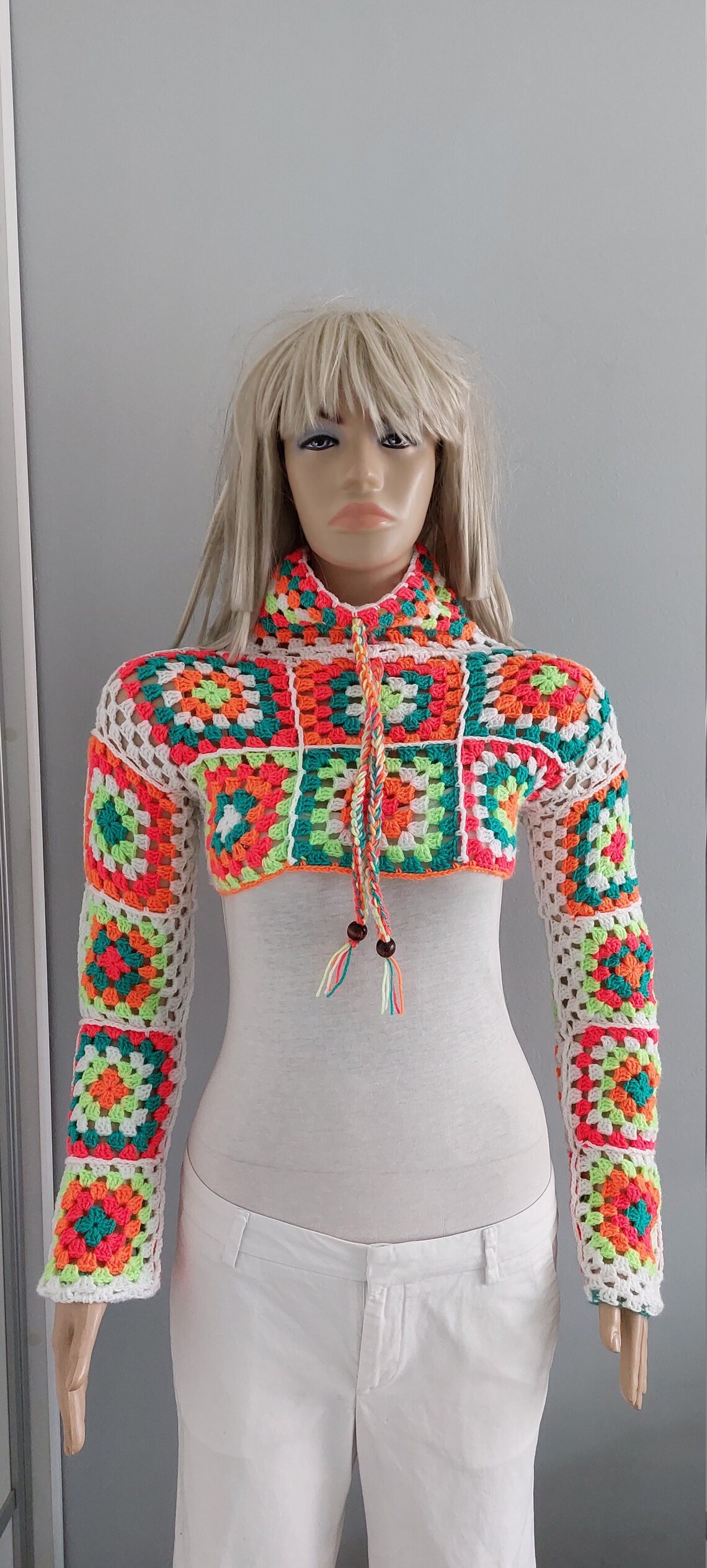 GRANNY Squares Shrug Multicolor Shrug WOOLY Crochet Bolero Etsy