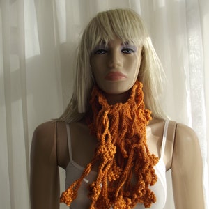 Winter Flowers, of Anatolia, Crochet Cowl, Fringed Neckwarmer, Tie Scarflette, Head Band, Cords, Fall Winter, Gift for Her, Swinging Flowers image 4