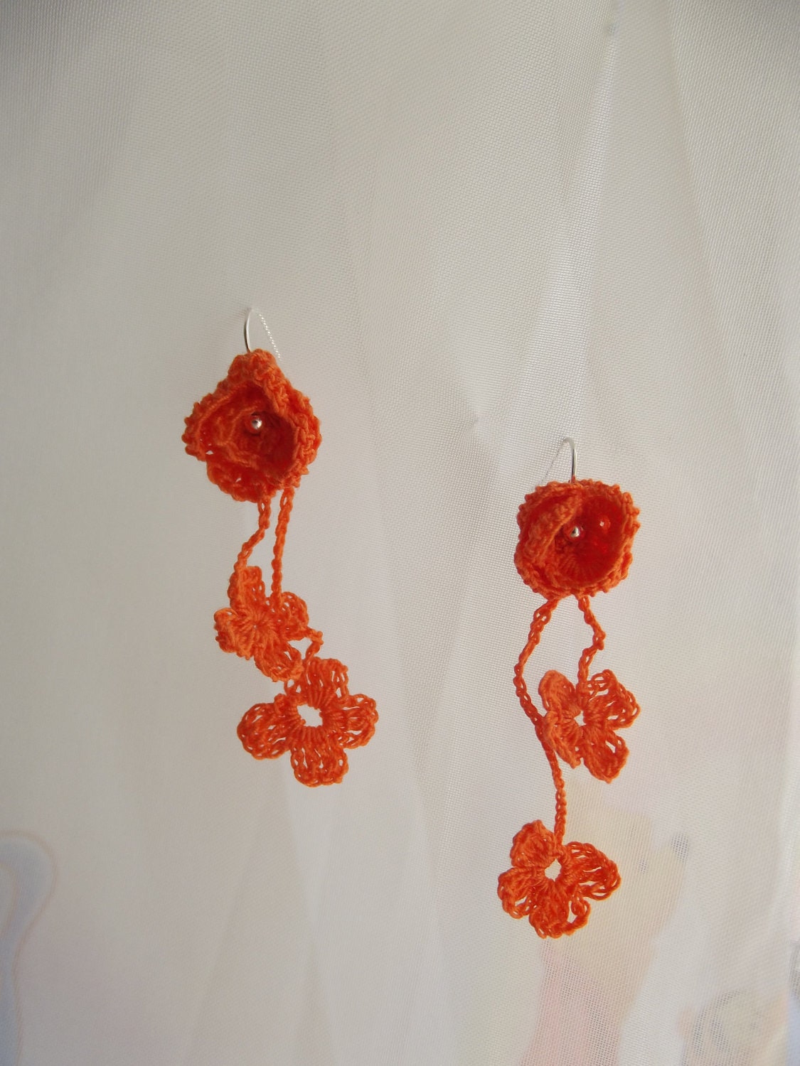 Anatolia Style, Crochet Earrings, COTTON Lace Earrings, Tiny Rose Earrings, Flower Earrings, Lace Thread, Cotton Earrings, Gift for Her