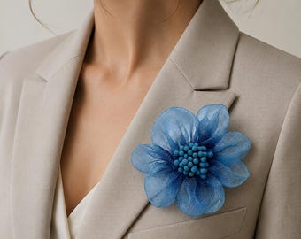 Organza Flower Hair Clip and Brooch Pin, Bridal Corsage Accessory