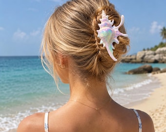 Seashell Hair Claw Clip, Coastal Beach Accessory, Ocean Inspired Minimalist Summer Vacation Clip