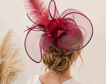 Women’s Feather Fascinator Hat | Church Wedding Tea Party Headwear | Elegant Mesh Hair Accessory
