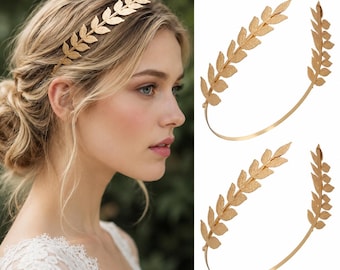 Gold Leaf Bridal Crown Headband, Boho Wedding Hair Accessory, Woodland Tiara
