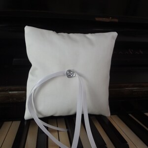 White simple wedding Pillow, wedding accessories, white ring pillow, pillow ring image 4