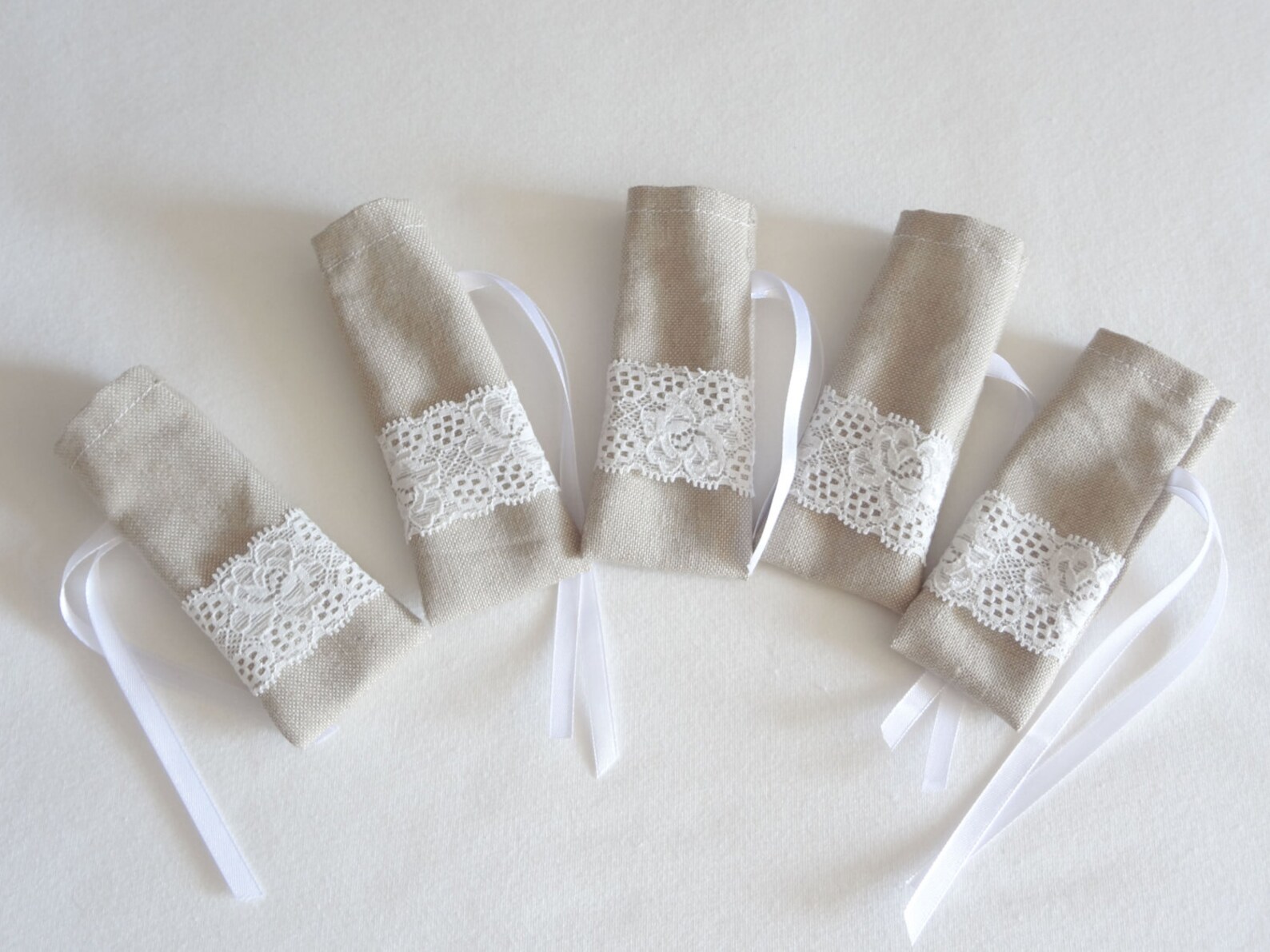 Linen and Lace Wedding Favors Favour Bags Shabby Chic Style Etsy