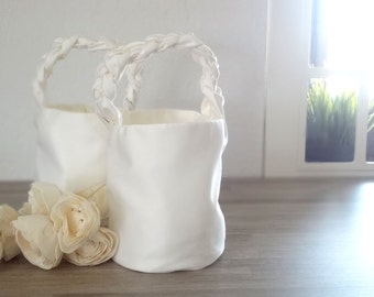 Girl Basket - White flower girl Basket - bridal accessories