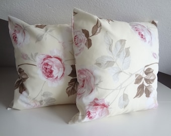 Roses Pillow Covers, cottage chic, cushion covers, pillow case, 16 x 16, Pink, Roses Pillow Cover, Roses Cushion Cover