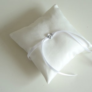 White simple wedding Pillow, wedding accessories, white ring pillow, pillow ring image 2