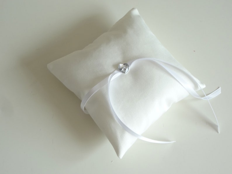 White simple wedding Pillow, wedding accessories, white ring pillow, pillow ring image 2