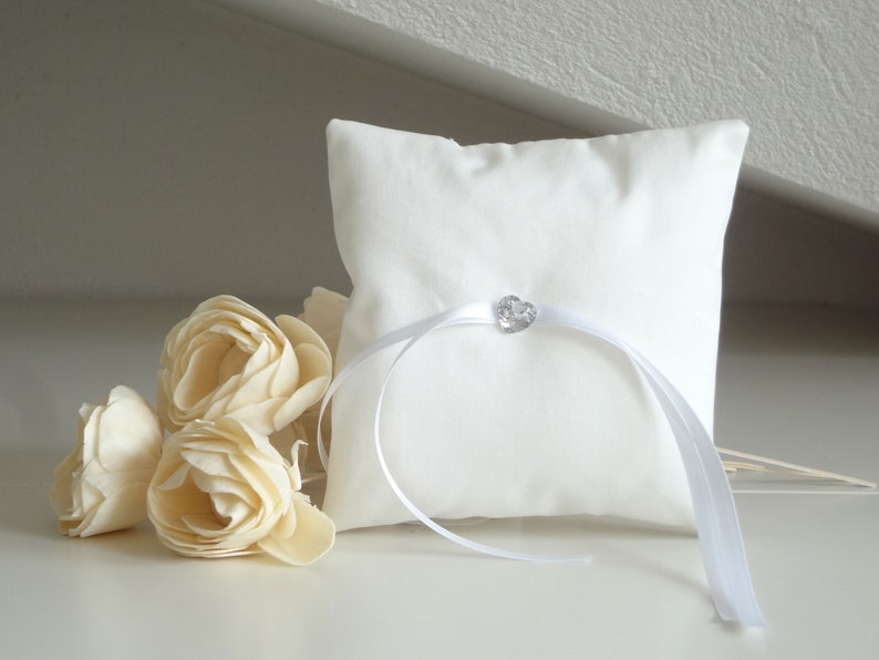 White simple wedding Pillow, wedding accessories, white ring pillow, pillow ring image 1