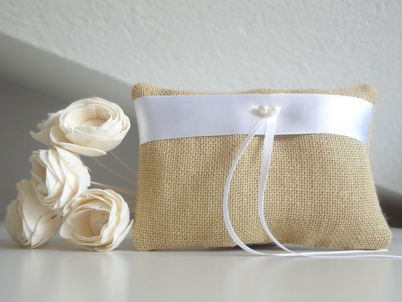 Natural burlap ring bearer pillow bridal pillow ring cushion wedding ring bearer cushion,wedding ring pillow