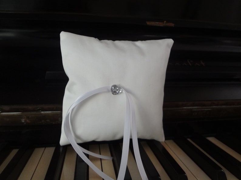 White simple wedding Pillow, wedding accessories, white ring pillow, pillow ring image 4