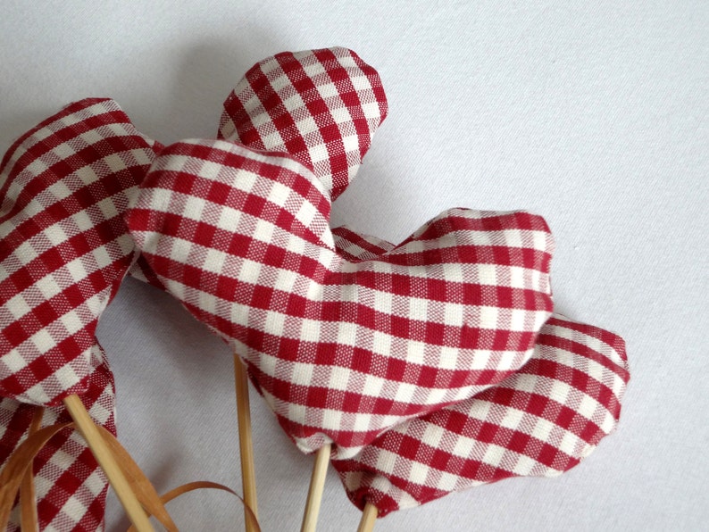 heart decorations, hearts on a stick, valentines day, heart country decor, table decor image 3