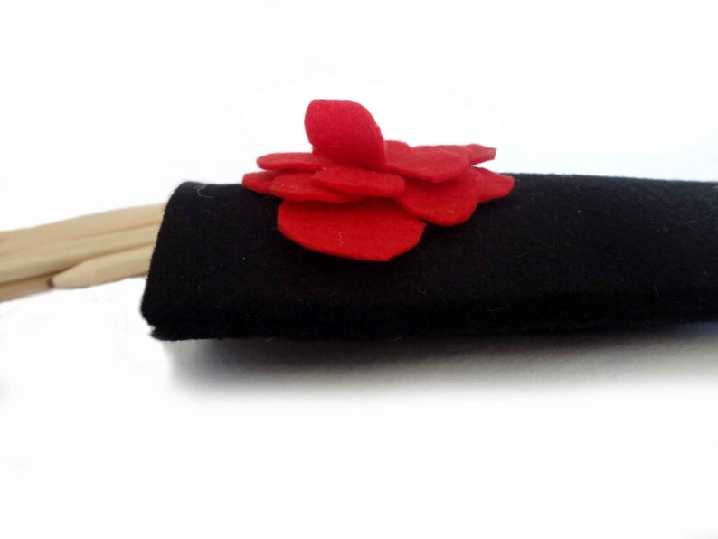 Eyeglasses case black felt or pencil case image 4