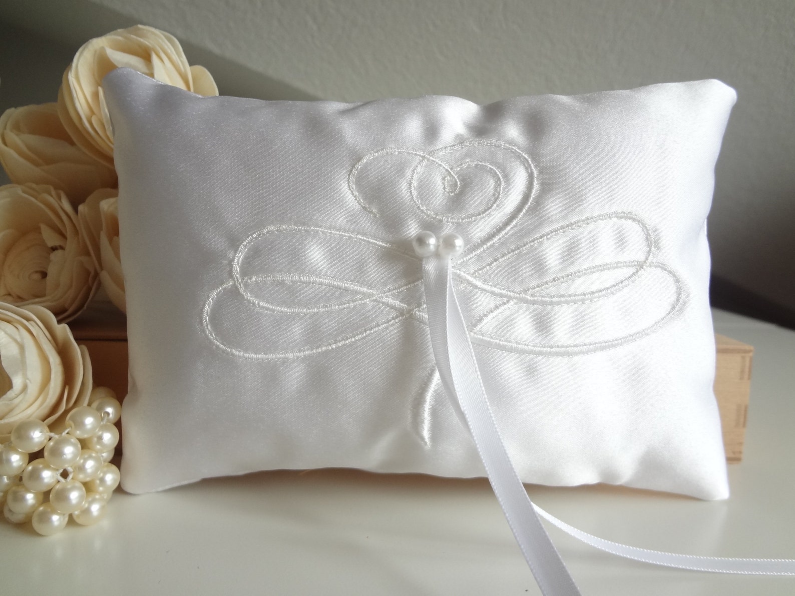 White Satin Ring Bearer Pillow Luxury Ring Pillow With Etsy Canada