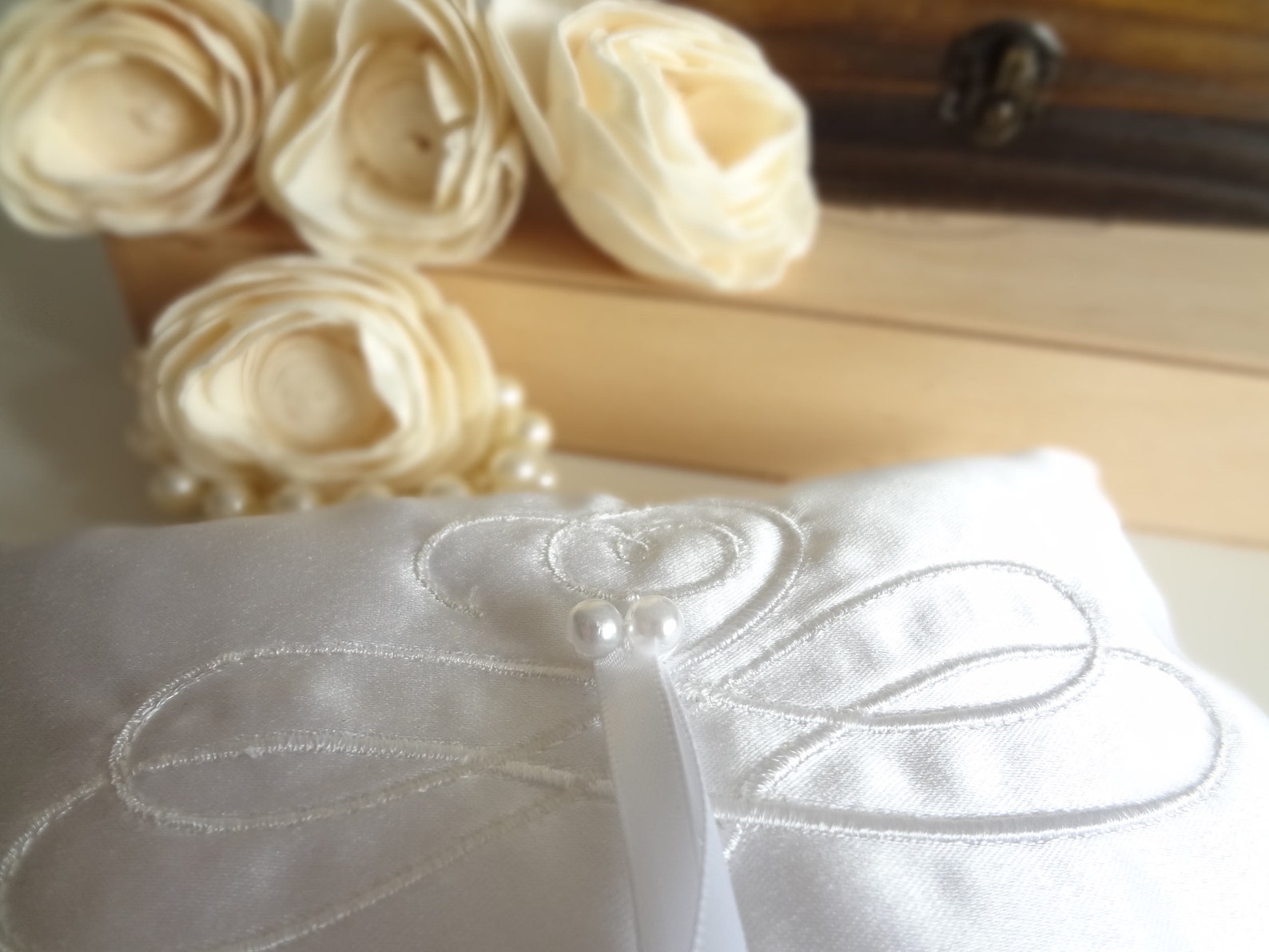 White Satin Ring Bearer Pillow Luxury Ring Pillow With Etsy Canada