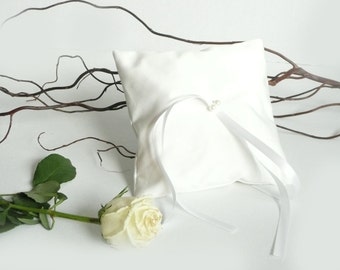 Wedding ring cushion, simple ring bearer pillow, white bridal