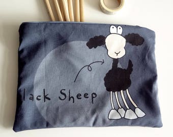 Large pencil case, pencil pouch, fabric pencil case, zipper pouch,back to school,sheep pencil case