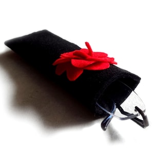 Eyeglasses case black felt or pencil case image 1