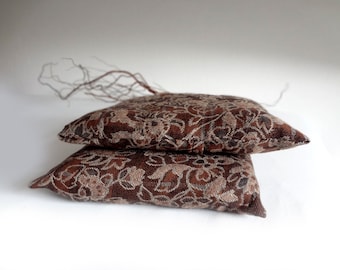 Brown pillow covers, brown tonal, flower fabric, throw pillow