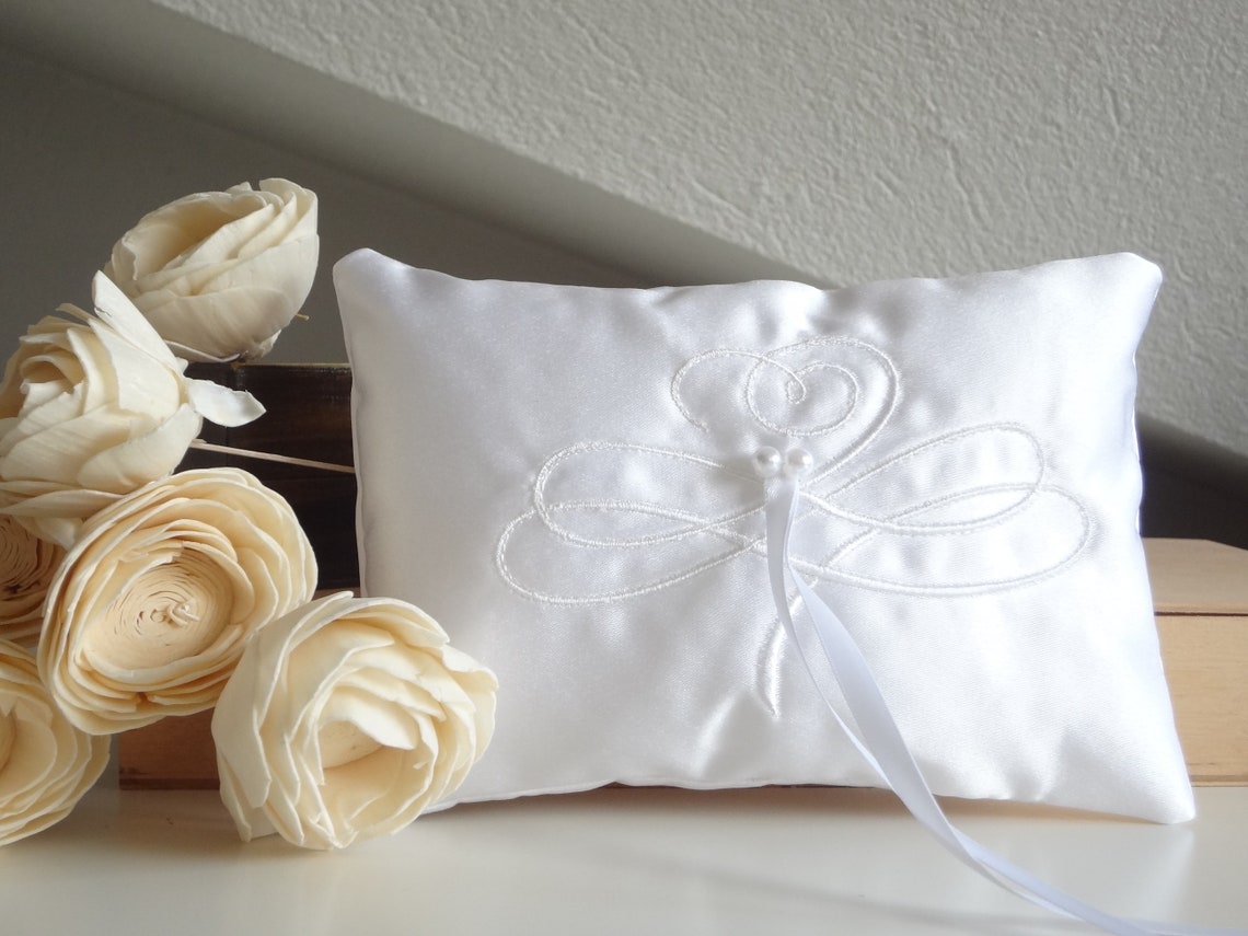 White Satin Ring Bearer Pillow Luxury Ring Pillow With Etsy Canada