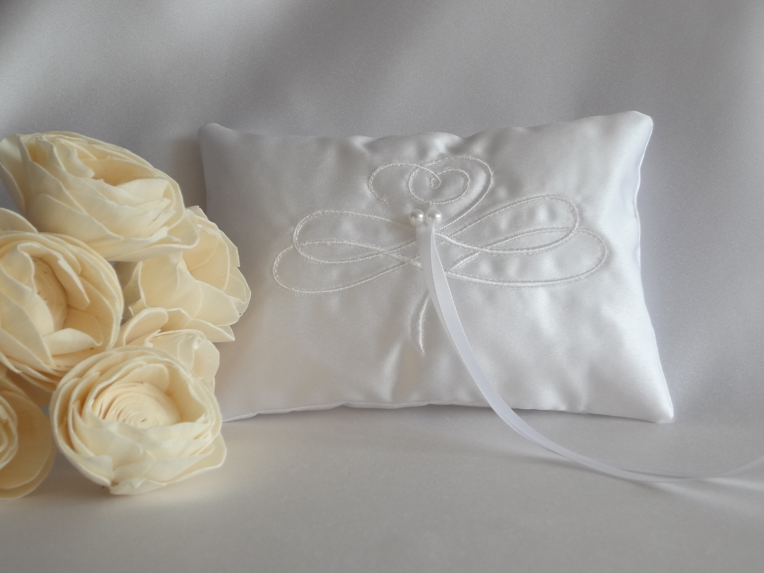 White Satin Ring Bearer Pillow Luxury Ring Pillow With Etsy Canada