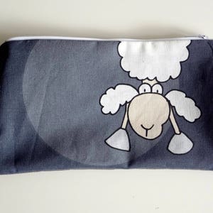 Etui à crayons gris, ètui a lunettes, pochette en coton