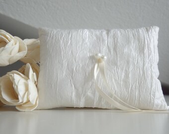 Ivory wedding pillow, taffeta ring pillows, ring bearer pillow with pearls, wedding ring pillow, romantic ring pillows
