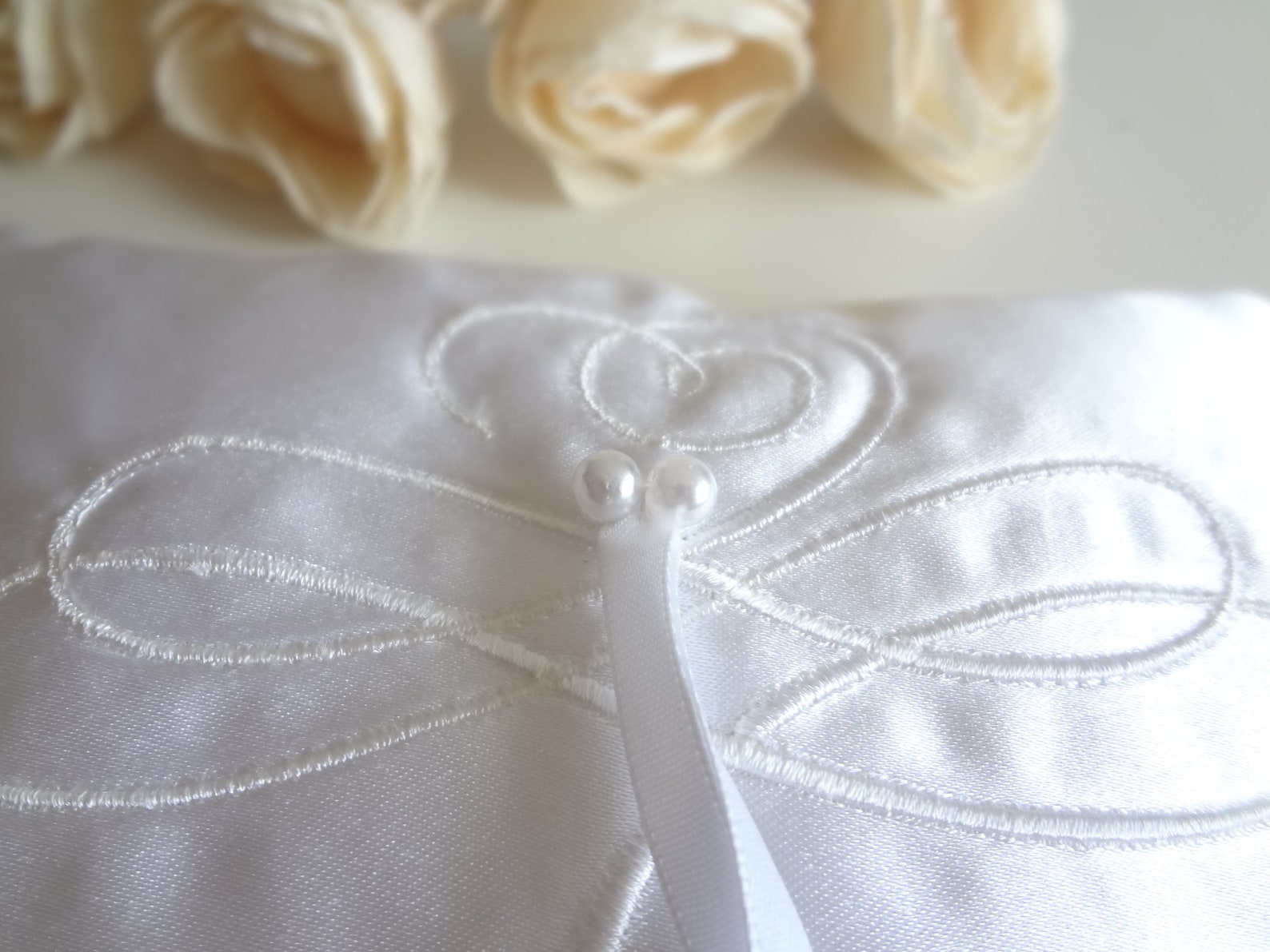 White Satin Ring Bearer Pillow Luxury Ring Pillow With Etsy Canada