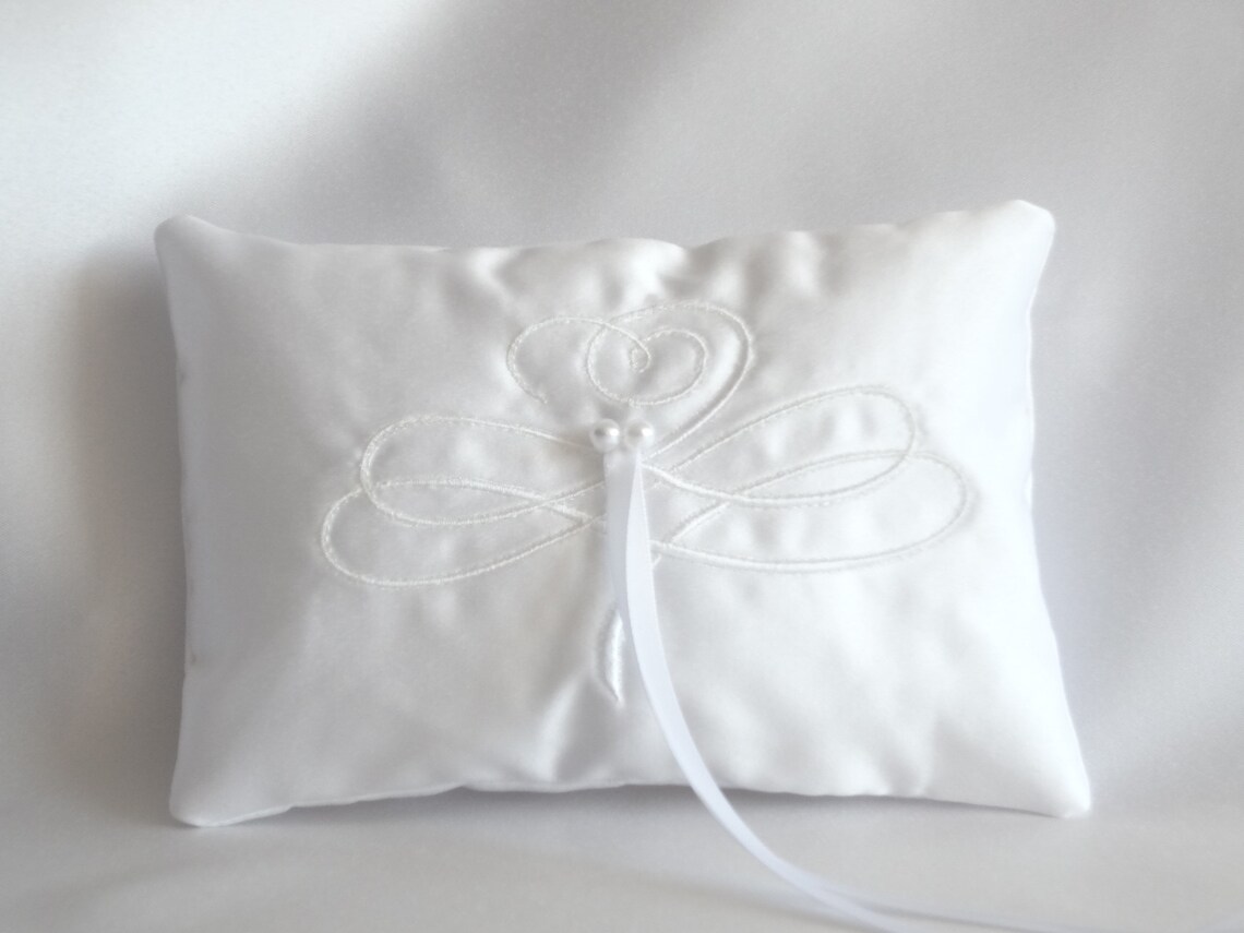 White Satin Ring Bearer Pillow Luxury Ring Pillow With Etsy Canada