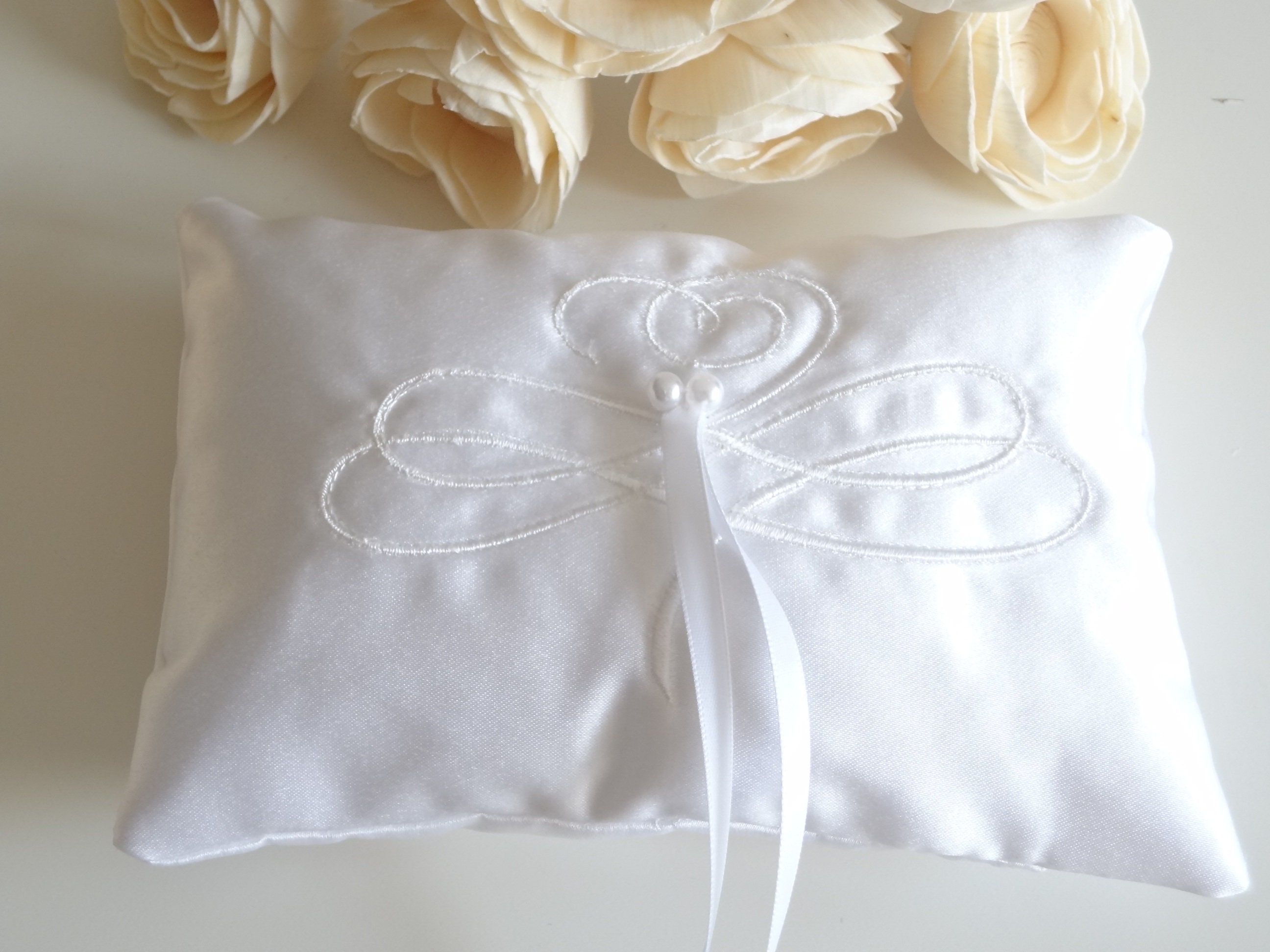 White Satin Ring Bearer Pillow Luxury Ring Pillow With Etsy Canada
