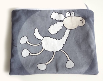 Kid pencil case, pencil pouch, fabric pencil case, zipper pouch,back to school, sheep pencil case