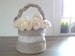 Rustic wedding flower basket linen ecru natural color, Flower girl basket