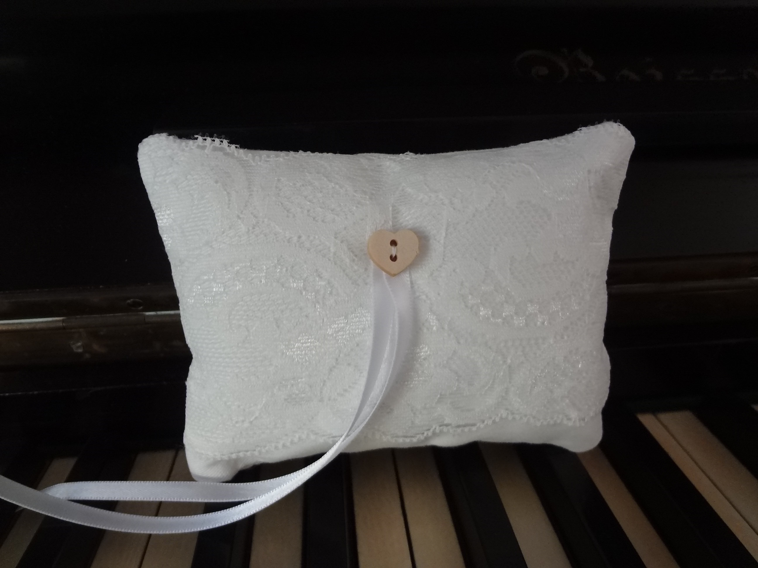 Small White Wedding Pillow With Burlap And Lace Decoration Etsy